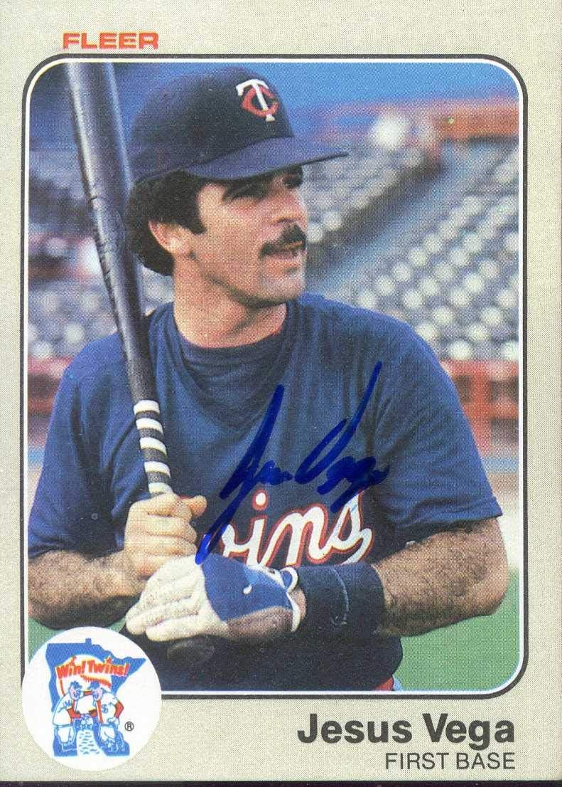Jesus Vega Autographed/Original SIGNED 1983 Fleer card (#624) Baseball Card Minnesota Twins - Tough Signature Obtained In-person -COA (#2)