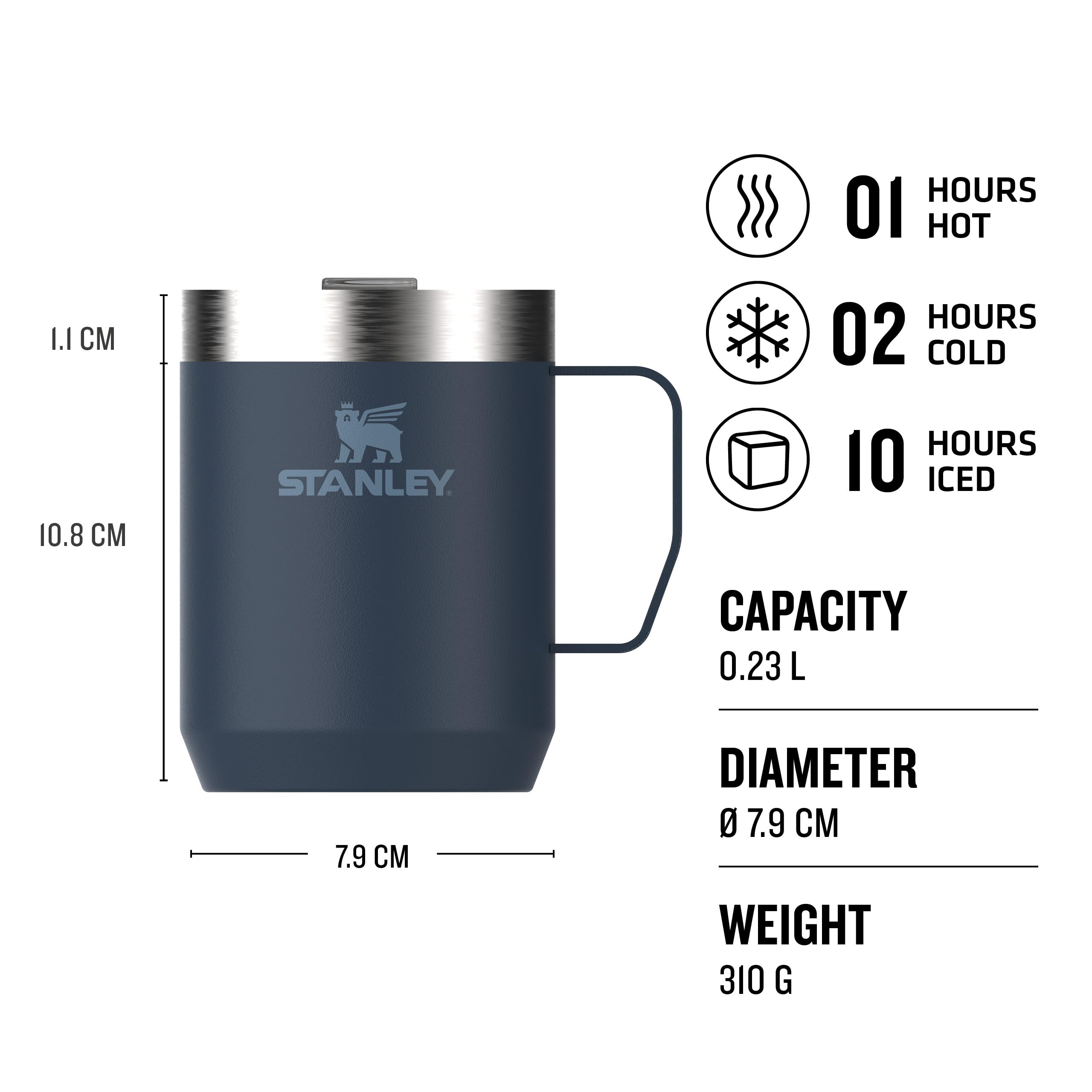 STANLEY 1913 Classic Legendary Camp Travel Mug 0.23L, Keeps Hot for 1 Hour, 2 Hours Cold, Dishwasher Safe - Image 3
