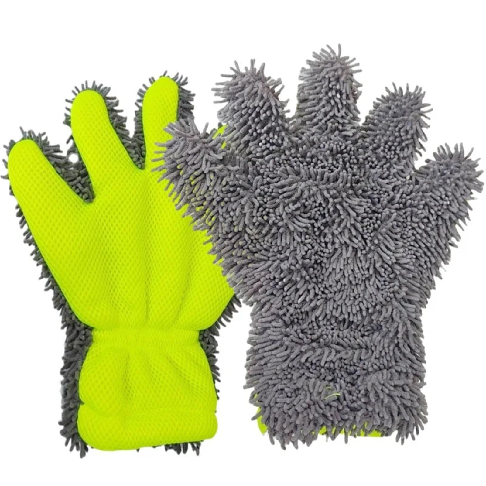 WWYYZAYC Microfiber Car Washing Gloves Cleaning Tool Detailing Removal Mitts 5-Finger Wash Glove(Grey,1pc)