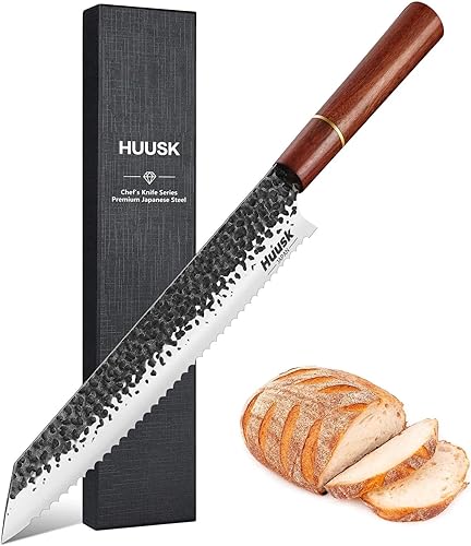 Vista 8 de Huusk Cuchillo de pelar japonés de 5", cuchillo de fruta forjado a mano, cuchillos de cocina utilitarios de acero de alto carbono, cuchillos