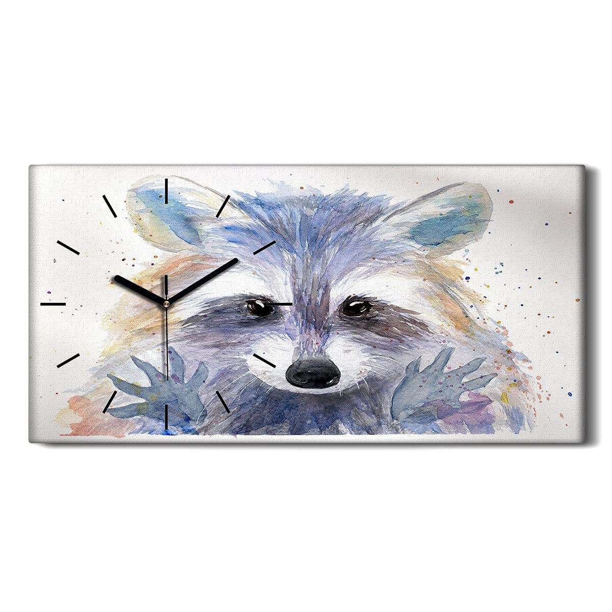 Horloge Silencieuse sur Toile Ours Coloré 60x30cm pour Chambre Sans Tic-Tac