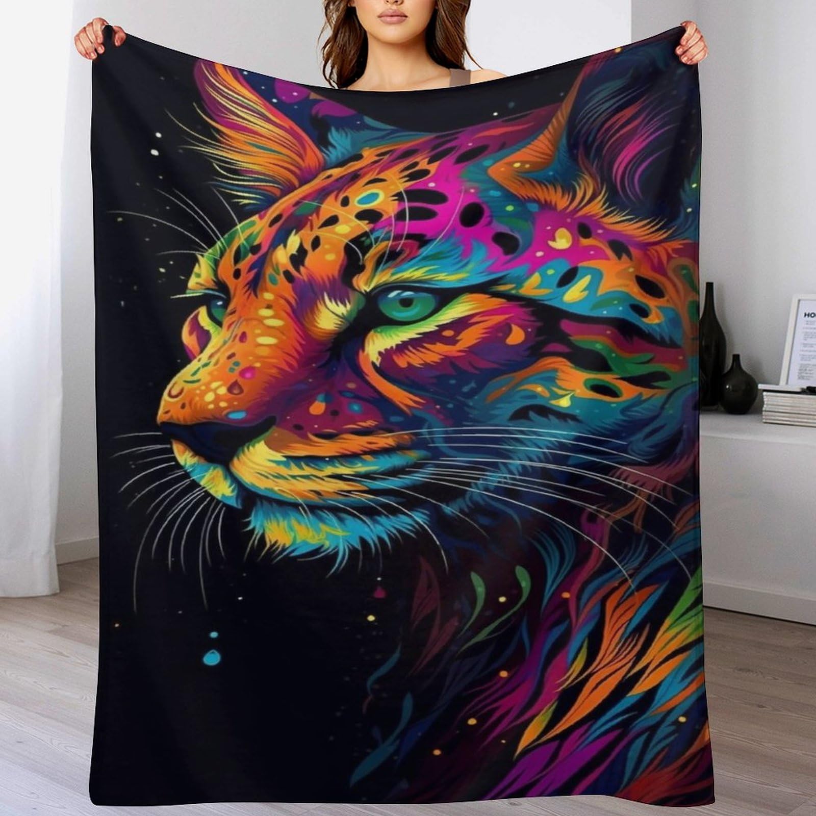Couverture léopard polaire flannel 140x180cm chaude pour chambre et voyage