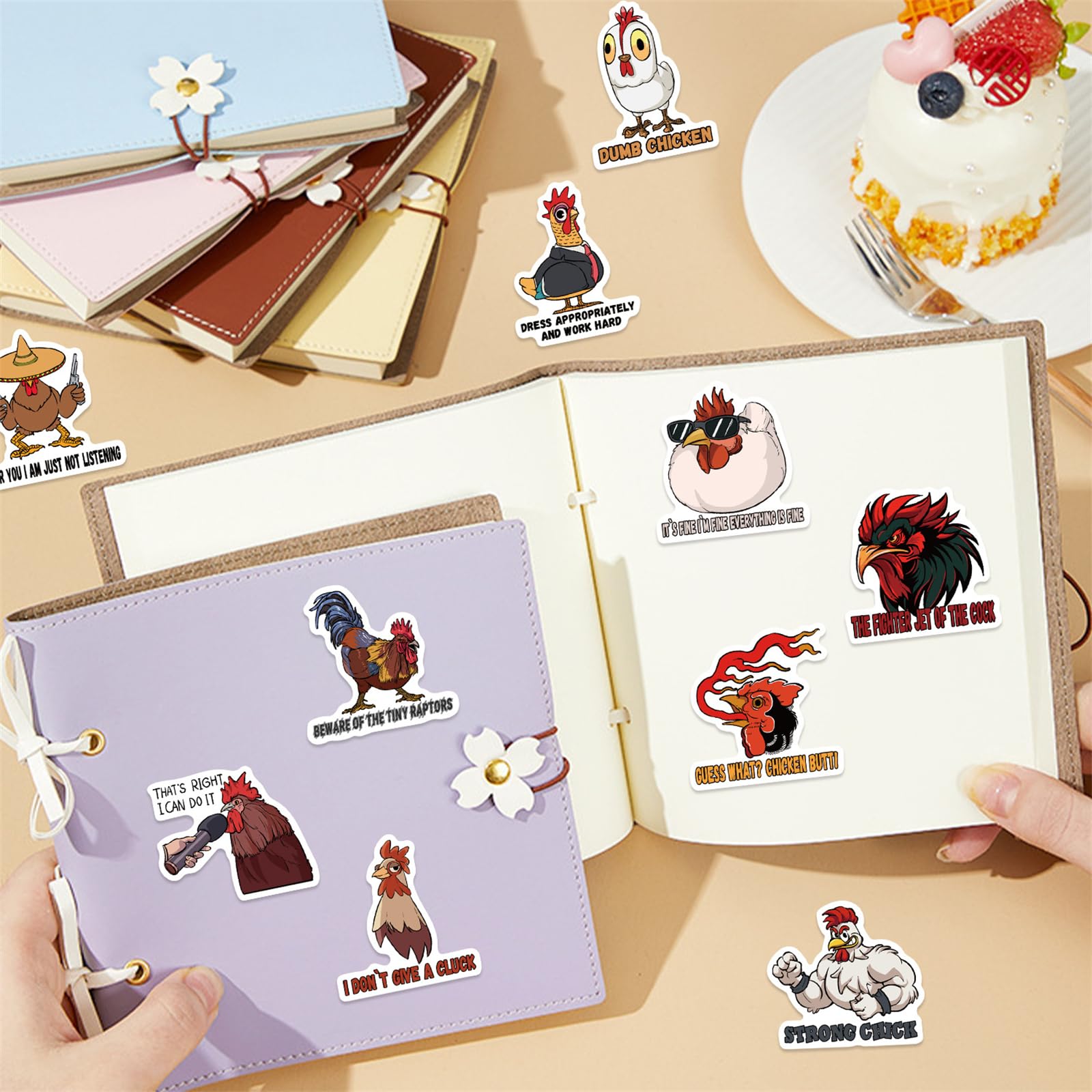 Rotating Chicken Sticker PVC Vinyl Stickers 100Pcs Funny Chicken Stickers - Cartoon Hen ...