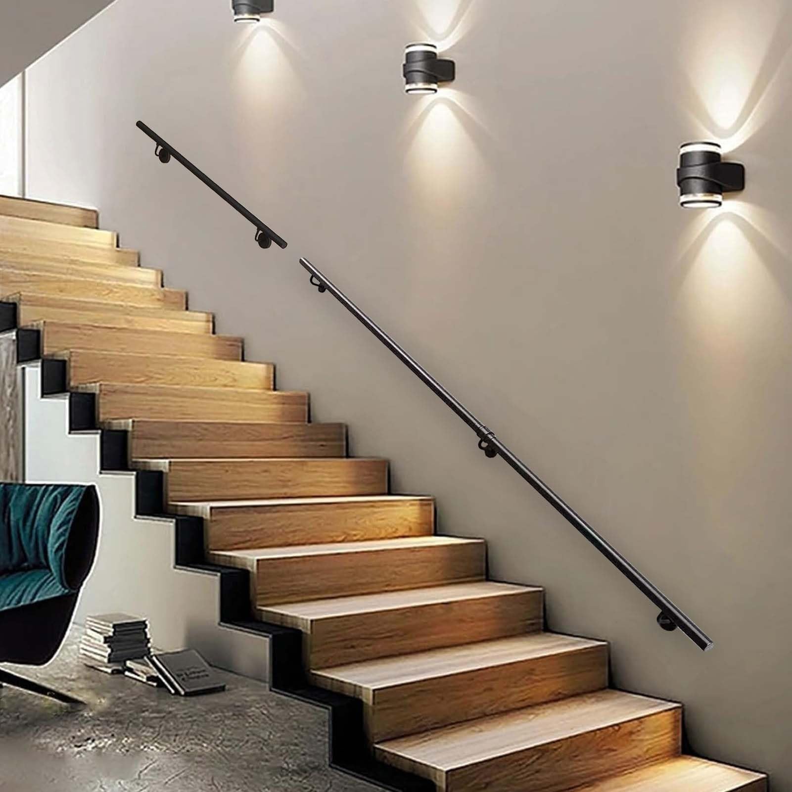 Rampe d'escalier murale en fer forgé 6m pour grenier et main courante extérieure