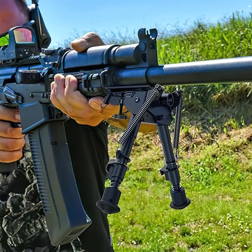 Miniatura 8 de CVLIFE Bípode de rifle, bípode de inclinación pivotante con perno giratorio y palanca de bloqueo en S desmontable para estabilidad del rifle y