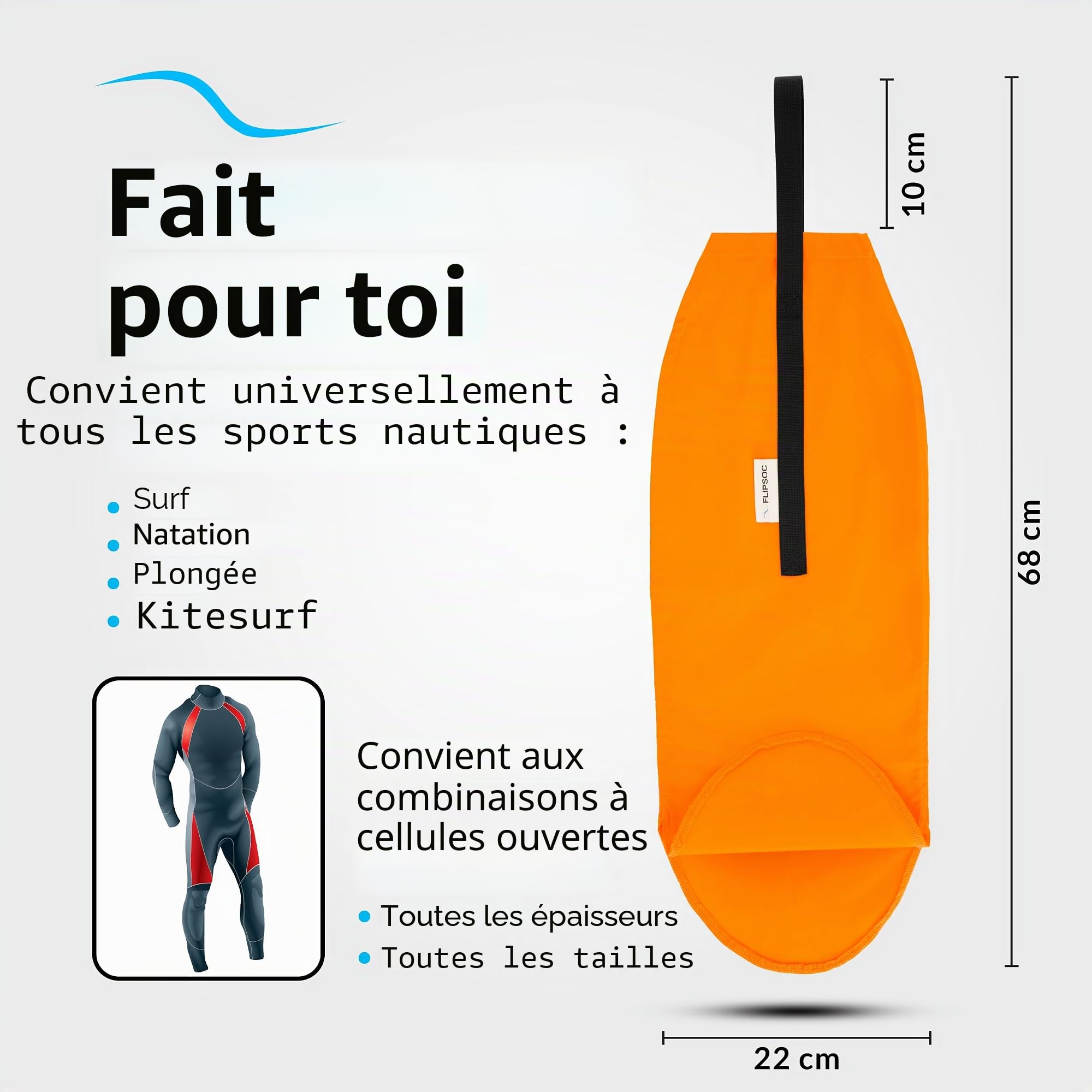 Enfileur de Combinaison néoprène Rapide et Facile | Idéal pour Le Triathlon, la Natation, Le Surf et la plongée | Enfilage sans Effort du néoprène | Léger, Compact et Pratique
