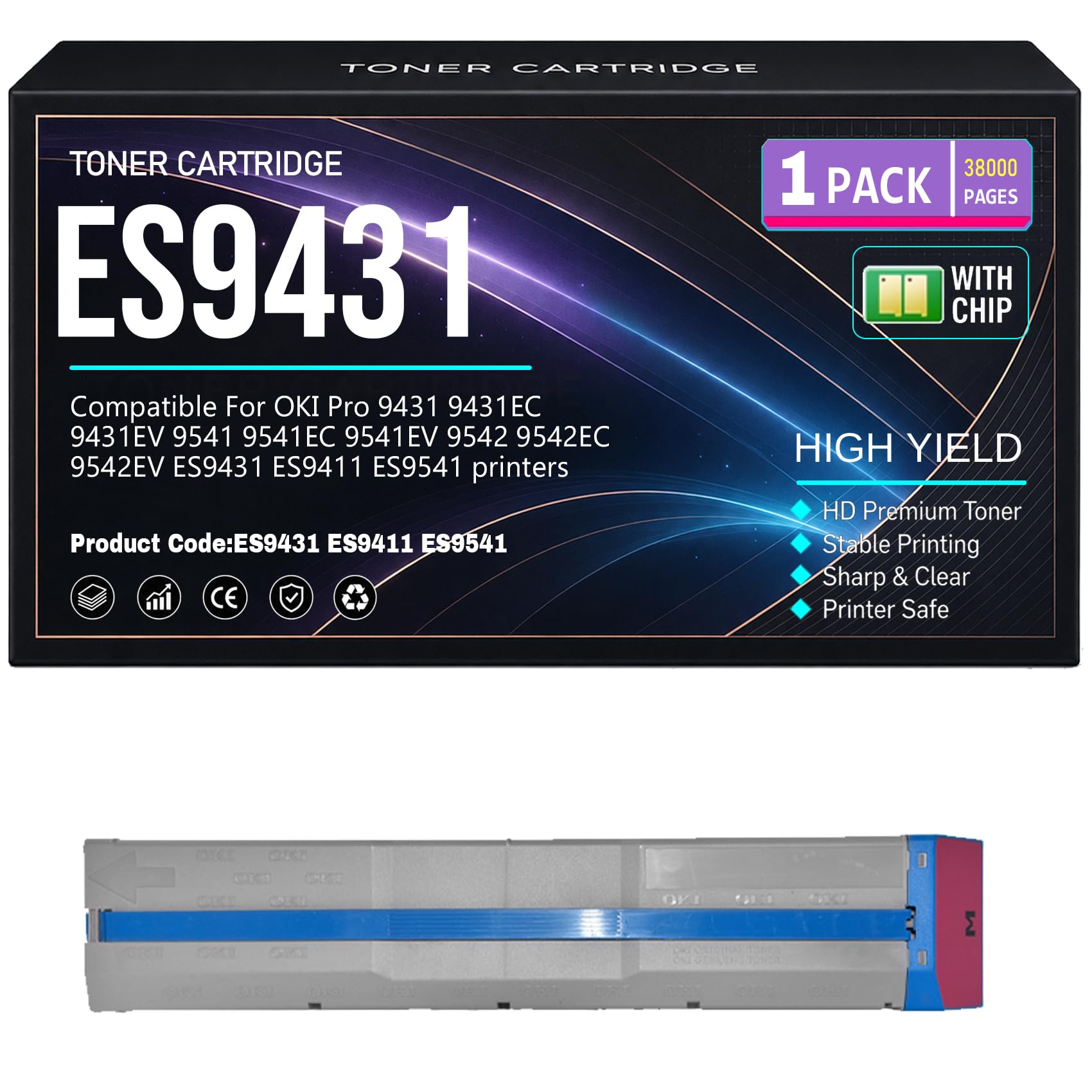 ES9431 per OKI Pro 9431 9431EC 9431EV 9541 9541EC 9541EV 9542 9542EC 9542EV ES9411 ES9541 Cartucce di toner con chip Lavoro ad alto rendimento