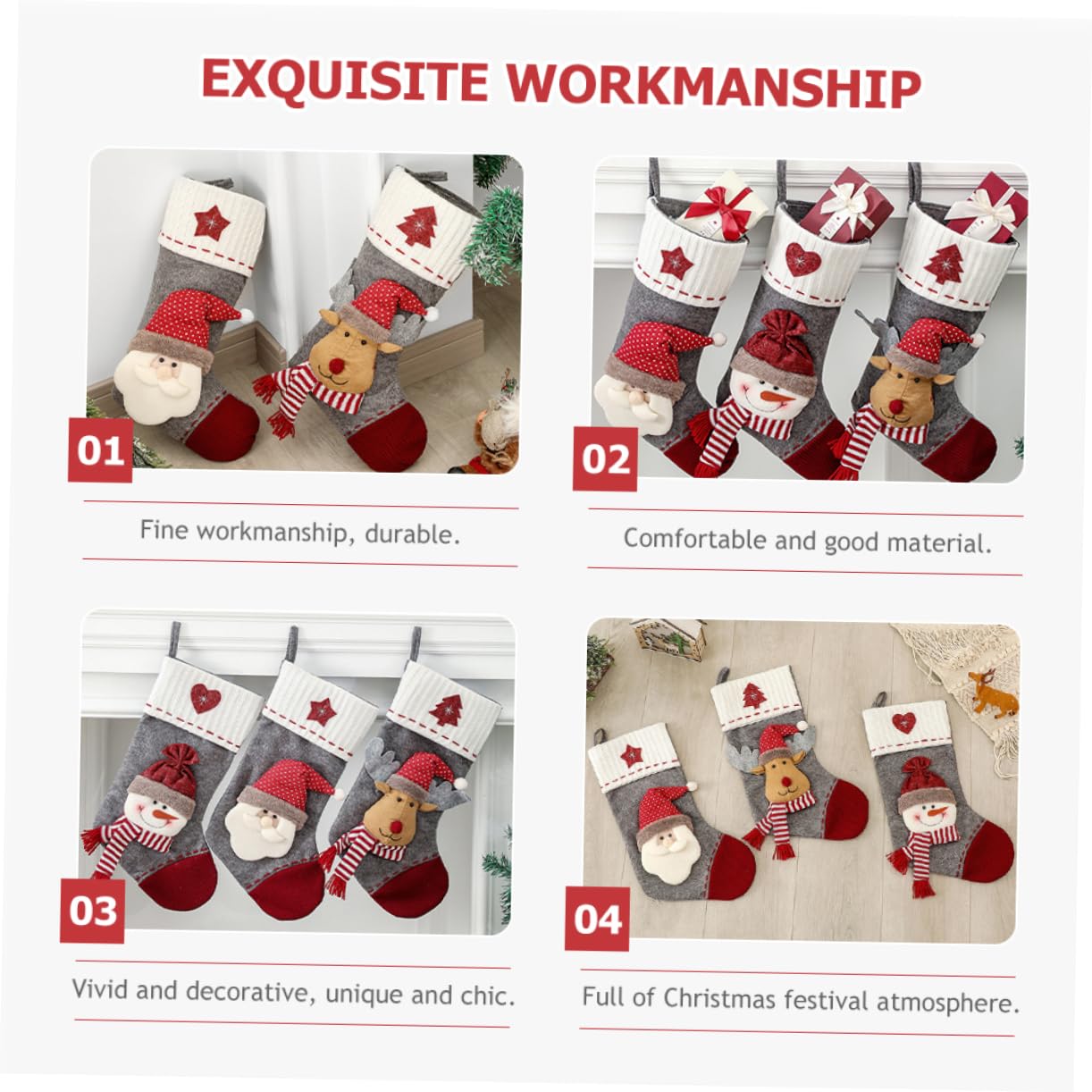PRETYZOOM 3 Pezzi Borsa Porta Regali Di Natale Calza Della Befana Decorazione Pendente Per Calze Di Natale Decorazioni Per Feste