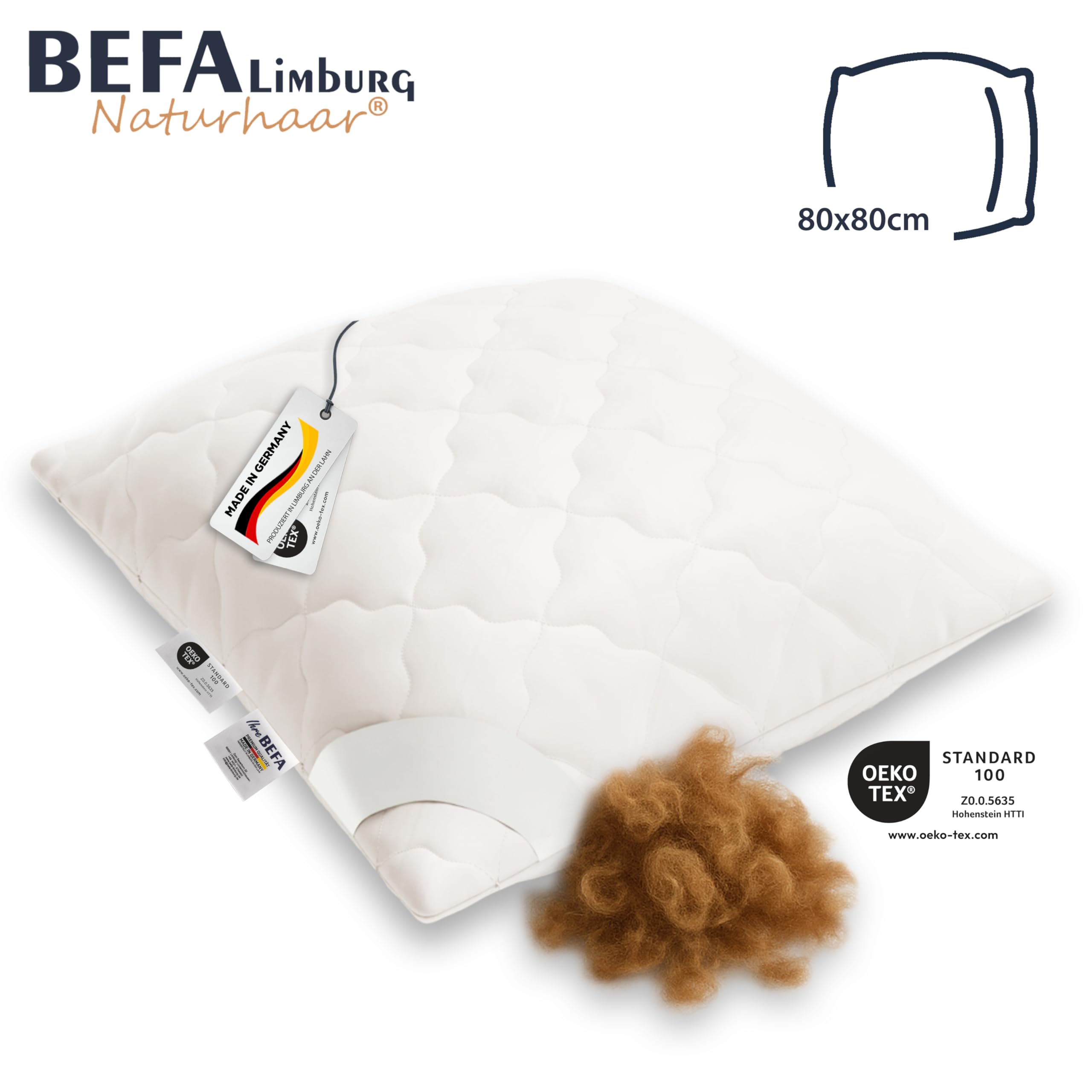 BEFA NATUR Cuscino in Pelo di Cammello 80x80 cm