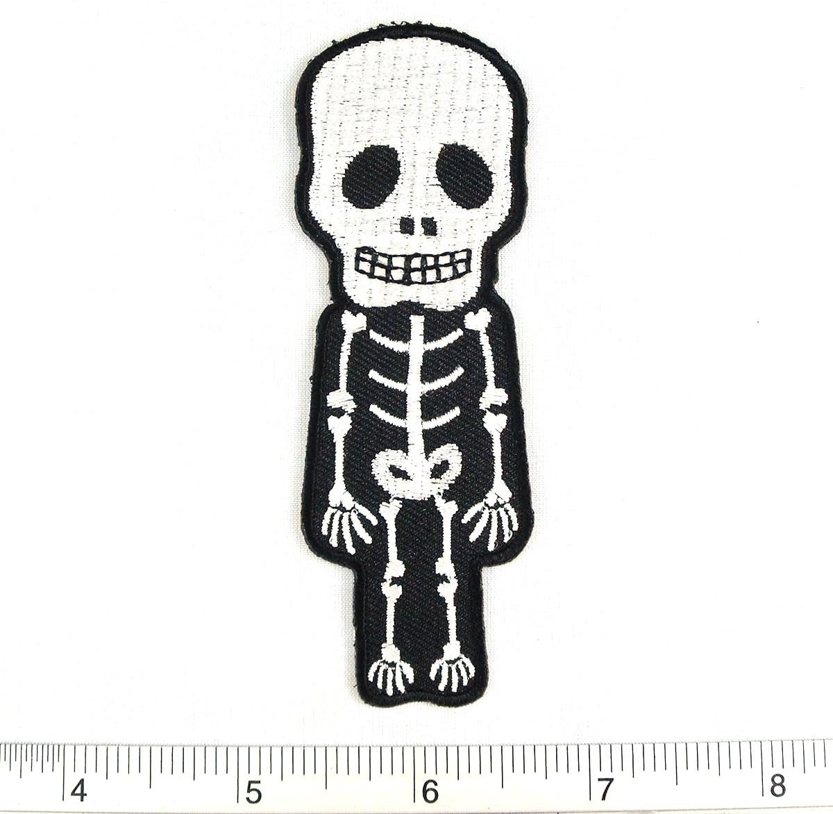 X-Ray Bone Skull Structure Anatomy Iron on Patch Embroidered Racing DIY T-shirt Jacket 1.25x4"