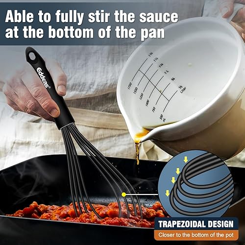 Miniatura 7 de Batidor plano, batidor de silicona Eddeas para cocinar, batir, revolver salsa y huevos