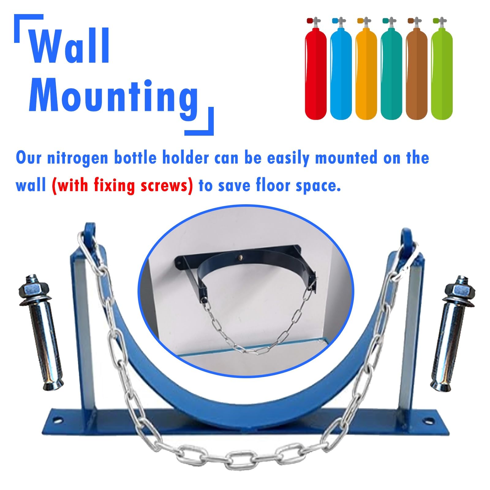 Robuster Wandhalter for Gasflaschen – Aufbewahrungsregal for Sauerstoff, Stickstoff und Acetylen(3 Bottles - 95cm)