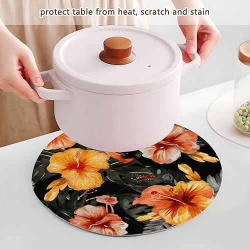 Miniatura 5 de 3 Pcs Nonslip Trivet Orange Flowers and Green Leaves for Hot Pots and Pans 15in Cotton Thread Weave Heat Resistant Placemats for Crock Pot Hot Water