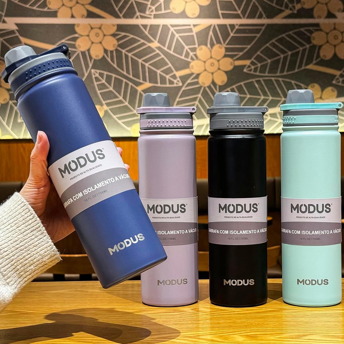 MODUS Garrafa de Água Térmica Inox Esportiva Academia Isolada a Vácuo Aço Inox 750ML (Azul Profundo)
