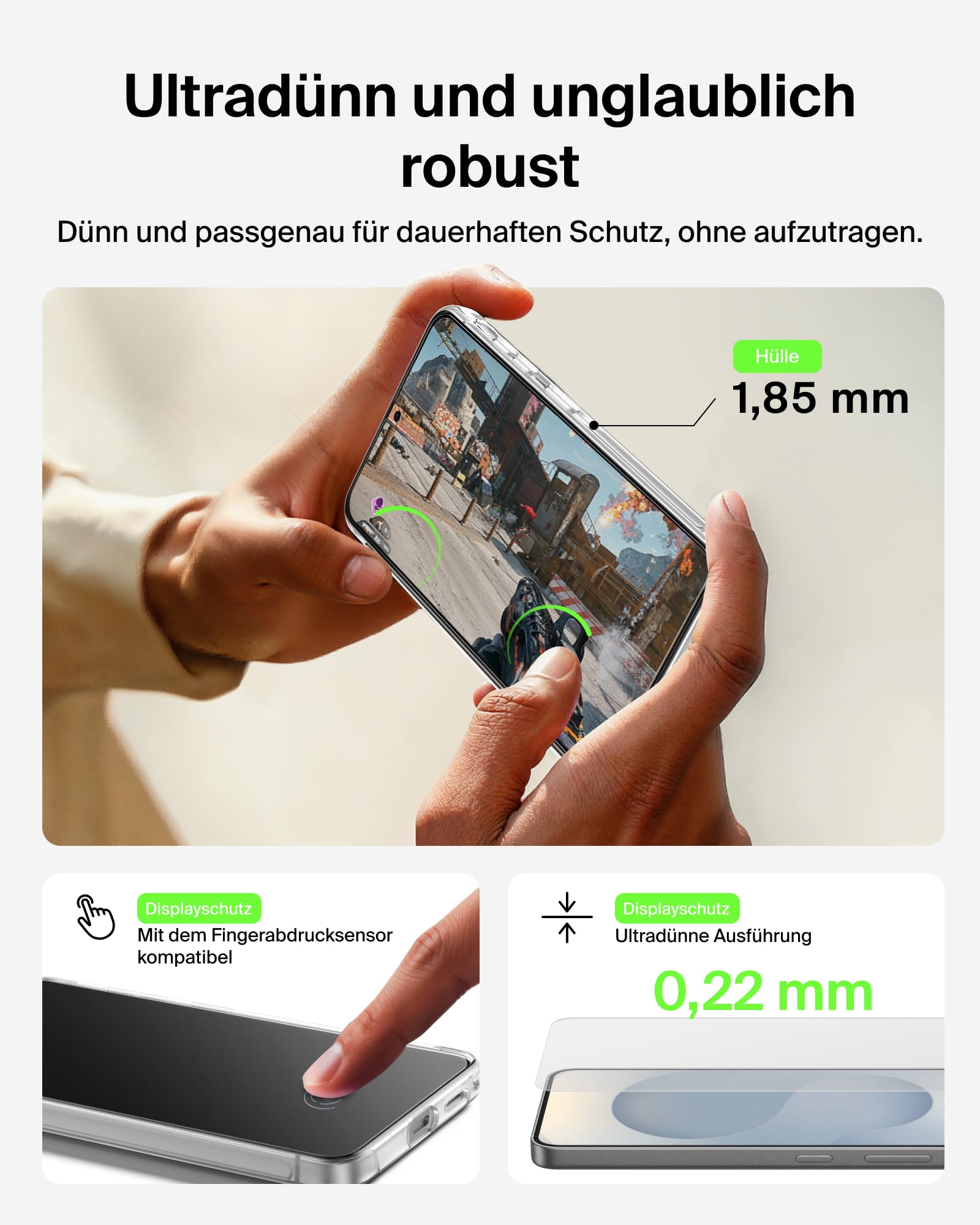 Belkin ScreenForce Titan 3 in 1 Handyhülle für Samsung Galaxy S26, Kratzfeste Schutzfolie und Anti-Reflex Kameraschutz, Folie und Stoßfeste Hülle mit Aufprallschutz bei Aufprall aus 4 m Höhe