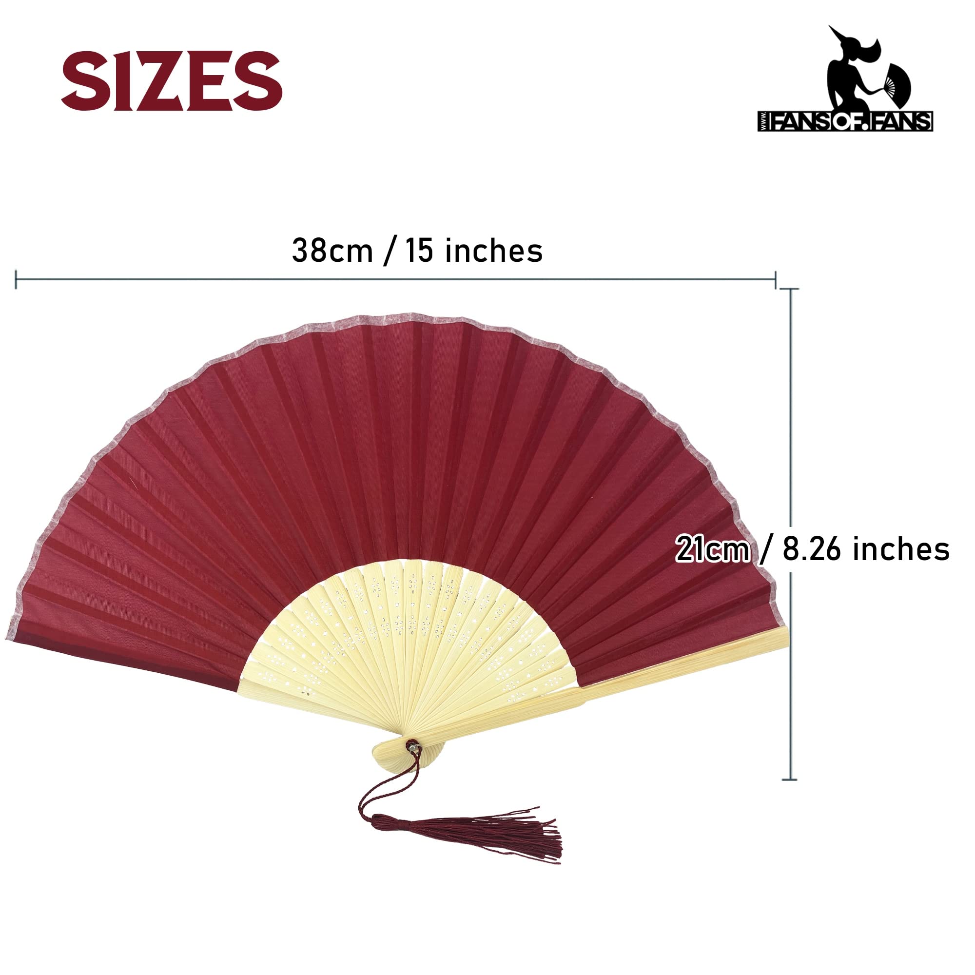 Lot De 10 Éventails à Main En Tissu Avec Pompons - Bambou Qualité A - Rose Tendre - FANSOF.FANS