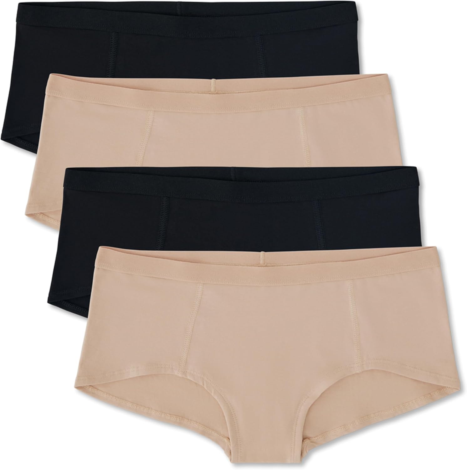 Pact Organic Cotton Women's Everyday Boy Short Underwear, 4 Pack