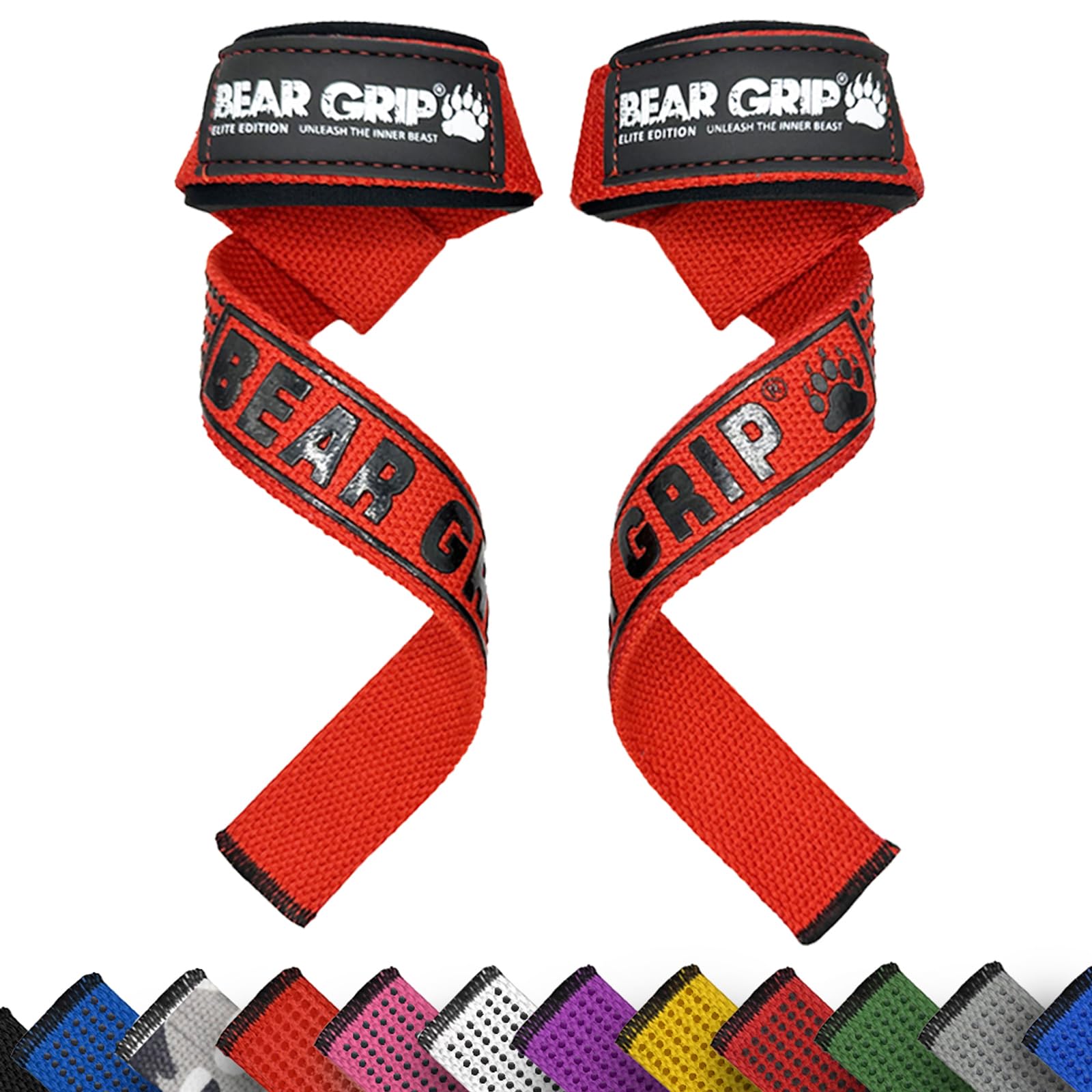BEAR GRIP Hebe-Gurte – Neopren-gepolstert, Doppelt Genäht, 100% Baumwolle, Extra Lang (Grau)
