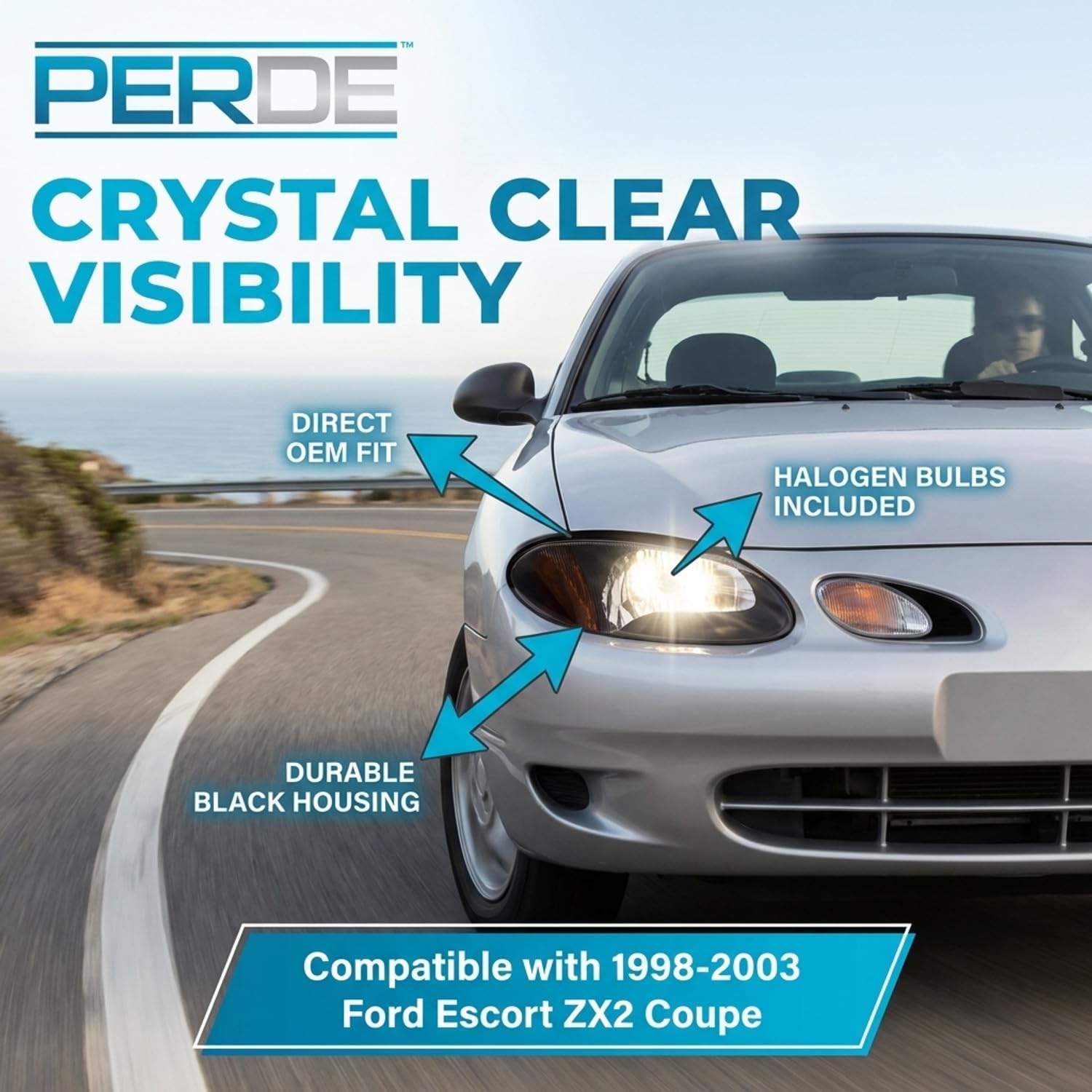Amazon.com: PERDE Headlights Compatible with 1998-2003 Ford Escort