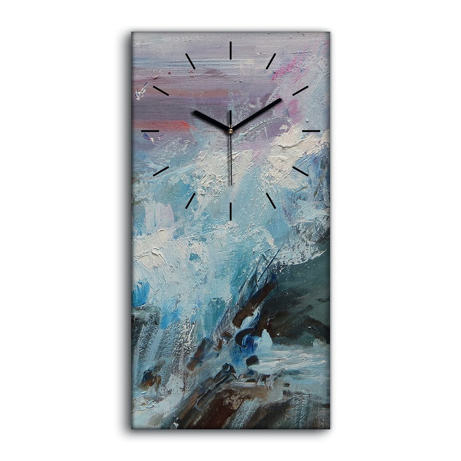 Horloge sur toile marin rock 30x60cm décoration murale pour salon moderne avec mains noires