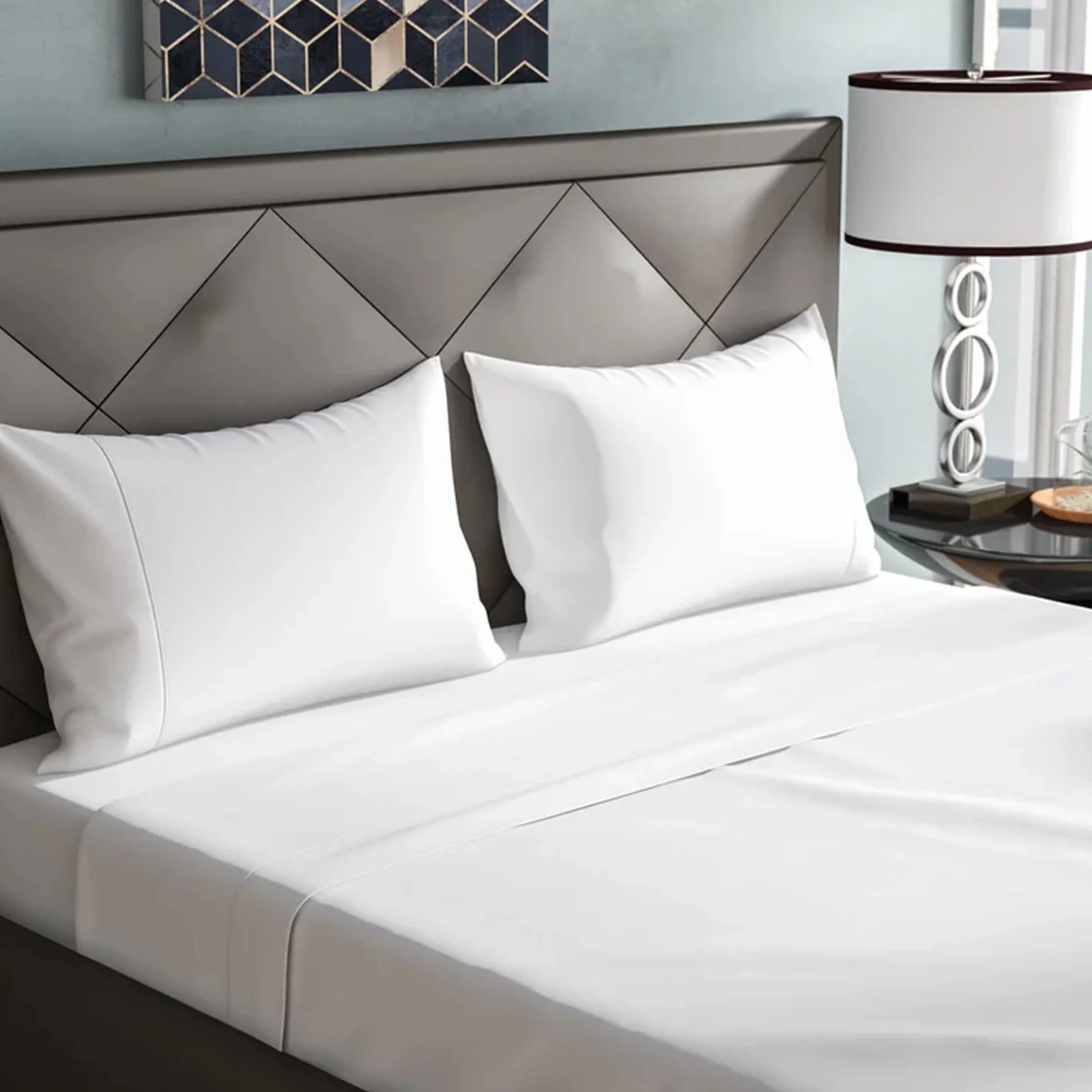 Premium Quality 100% Cotton Hotel Quality 200 Thread Count Soft Fabric Fitted Sheet 30 cm Deep Fitted Bed Sheets Cover (King)