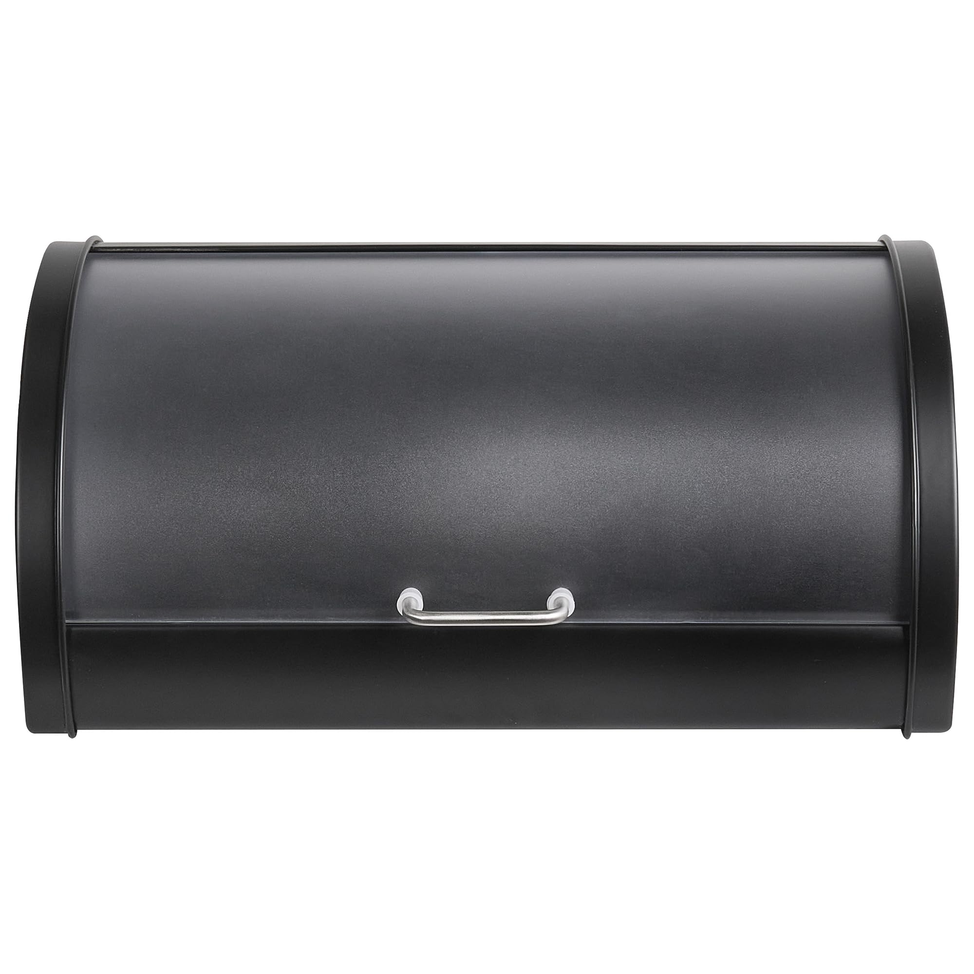 Beliani Panera de metal de acero inoxidable con tapa enrollable 38 x 26 x 19 cm negro Friandise