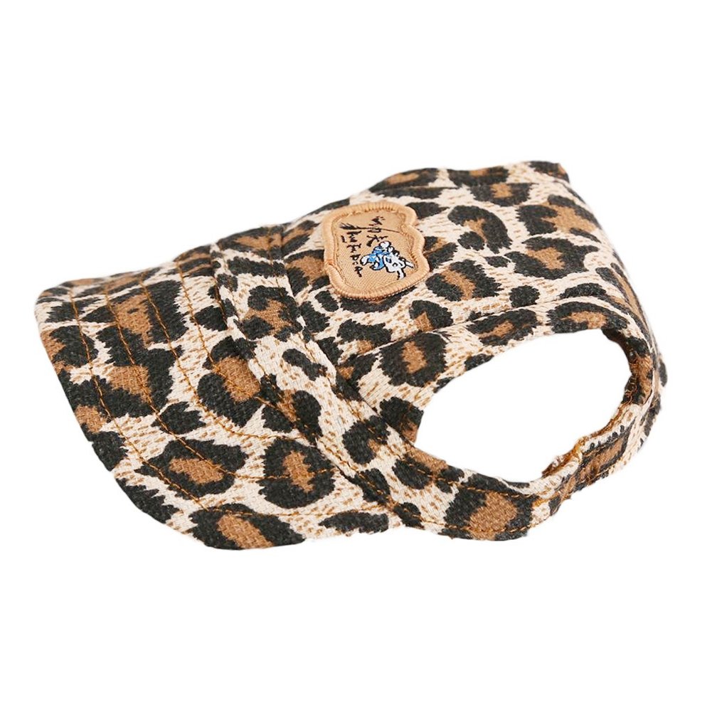 xinsupply Pet Outdoor Accessories Elastic Chin Strap Doggy Puppy Dog Cat Visor Hat Sports Baseball Cap With Ear Holes Only for Small Dogs (Leopard, Size M)