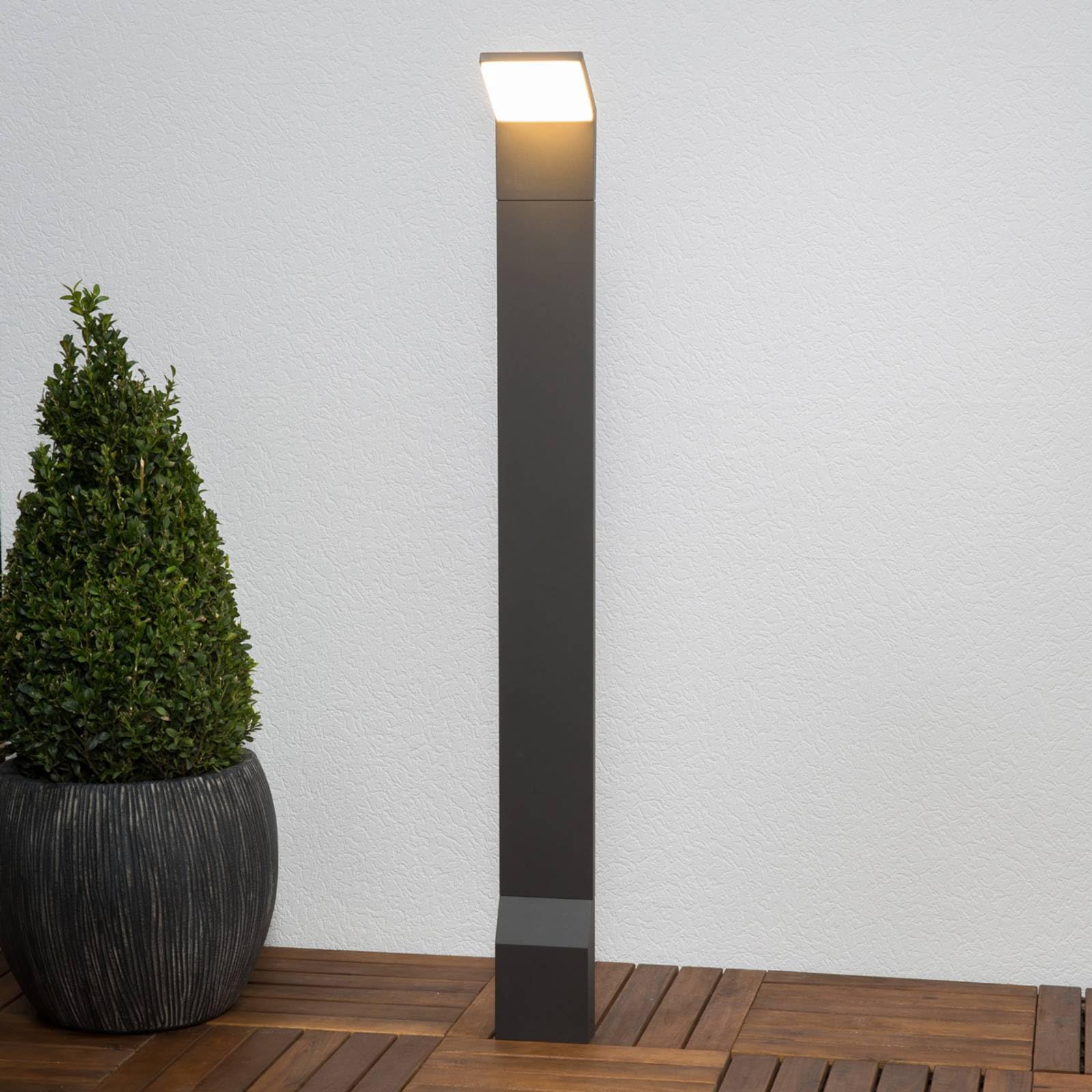 Lucande Paletto Luminoso LED Segnapassi in alluminio, Grigio Antracite Lampioncino da esterno moderno di design Faretto illuminazione aiuole sentieri ingresso e cancello giardino 100 cm IP54