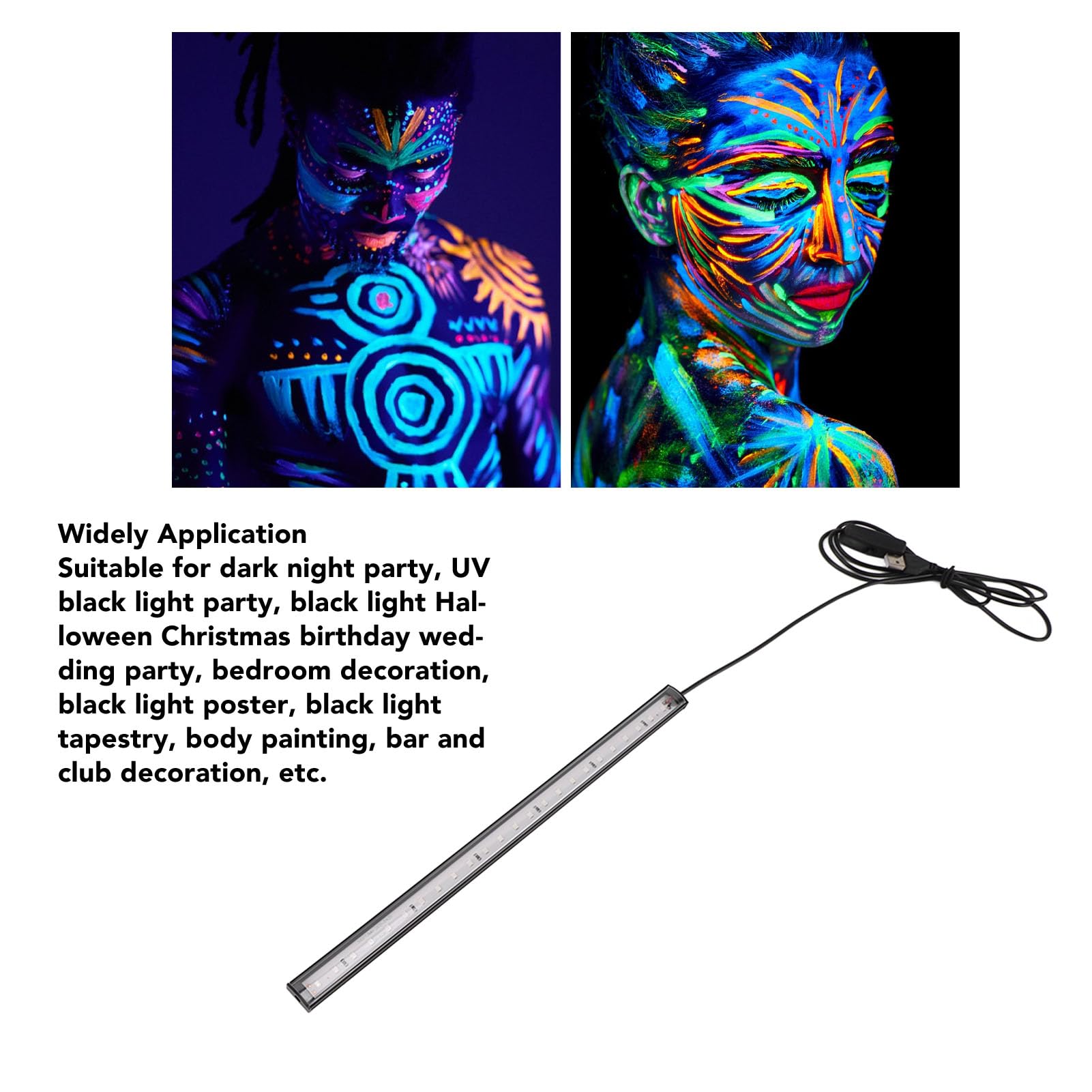 Black Light Bar, LED Black Light Bar, USB Multifunctional Black Light Strip Tube for Party Bedroom with Included Accessories, Easy to Mount