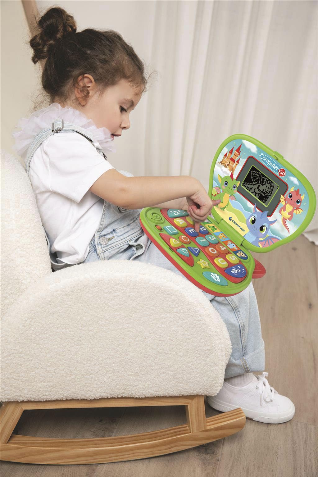 Clementoni - Computer Kid Draghetto Laptop Educativo Bambini 2+ Anni, 10 attività, Gioco Elettronico per Imparare Lettere, Numeri, Forme, Colori e Melodie, Batterie Incluse, Lingua Italiana, 16488
