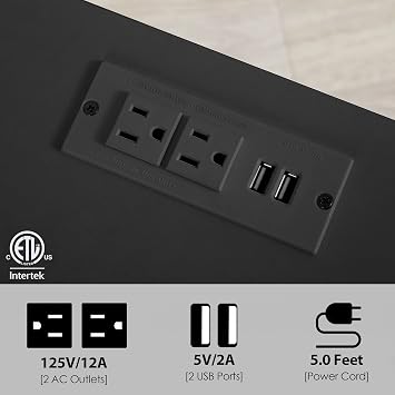 Nightstand Set of 2, Black Nightstand with Charging Station, Modern End Side Table with 3 Drawer, Wooden Cabinet Stand by Sofa, Bedside Tables for Bedroom with USB Ports Outlet & Open Storage