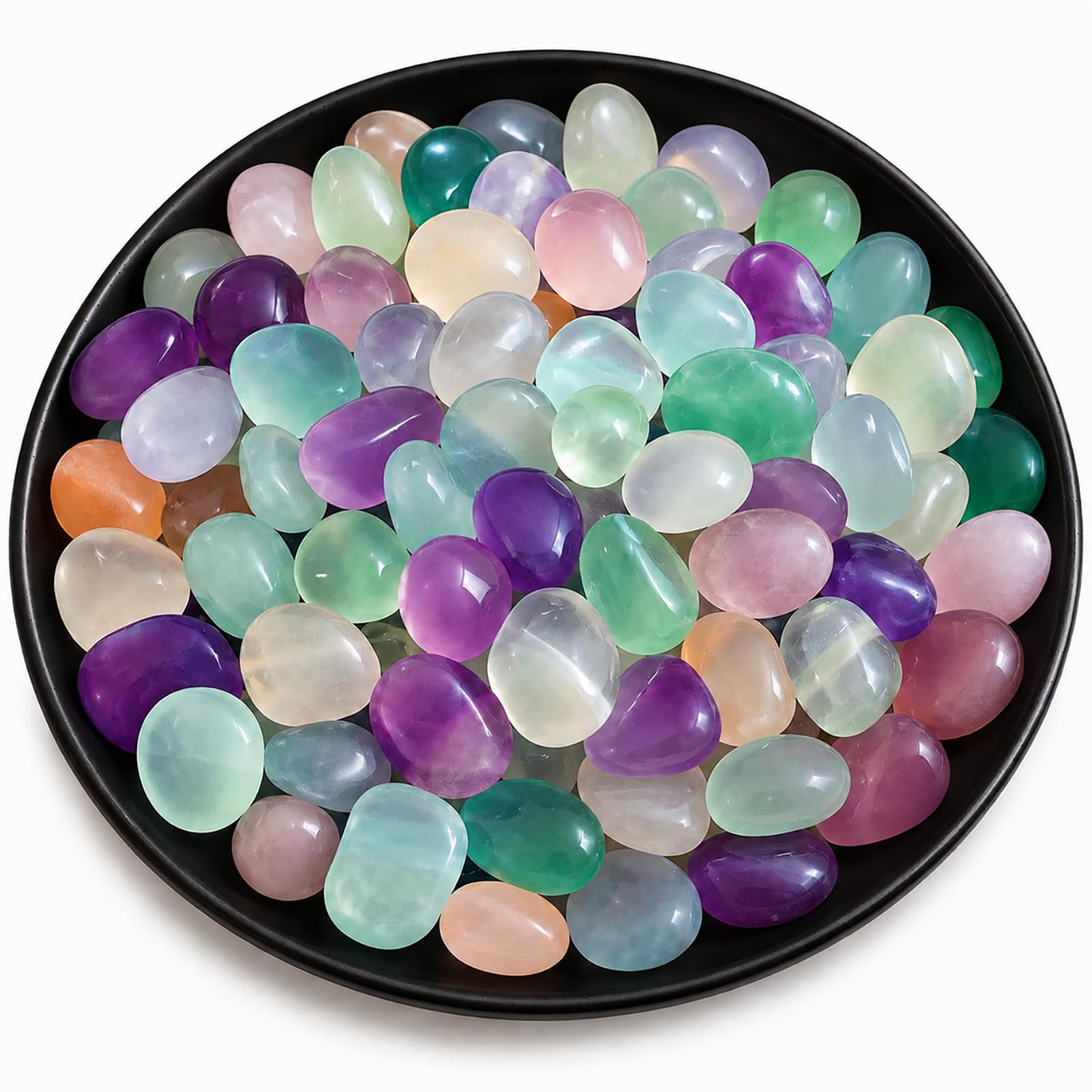 Polished Fluorite Crystal Bulk - 0.5" Colorful Tumbled Stone Chips Rocks, 10 oz Crushed Sea Glass Vase Filler Small Stones for Healing, Reiki, Crafting, Home Decor