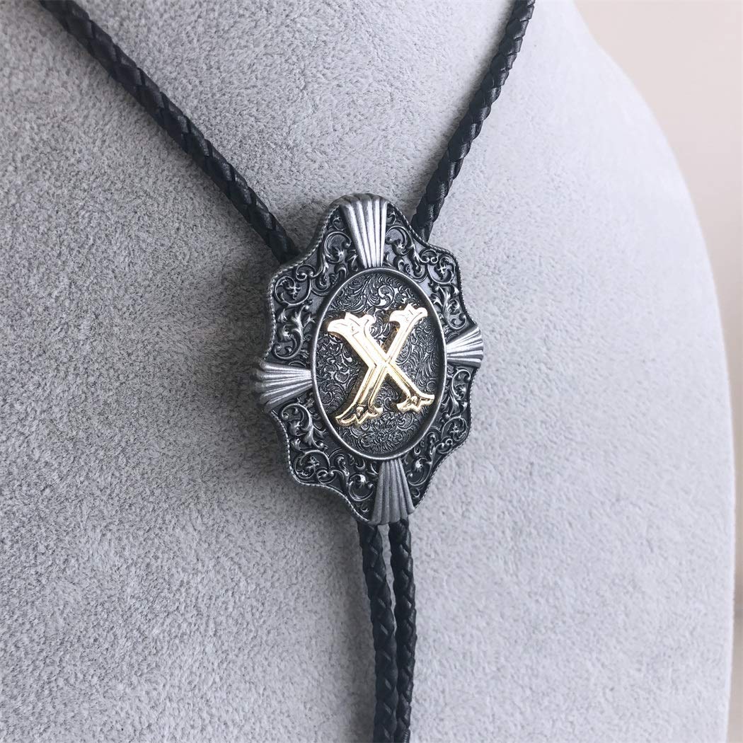 Cravatte Vintage, Collana da Cowboy, Lettera Iniziale X Bolo Tie Sposa Occidentale