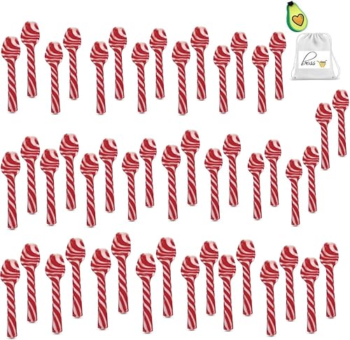 BCL - Cucharas de menta de bastón de caramelo, cucharas comestibles, chocolate caliente y café, recuerdos de Navidad a granel para niños, relleno de