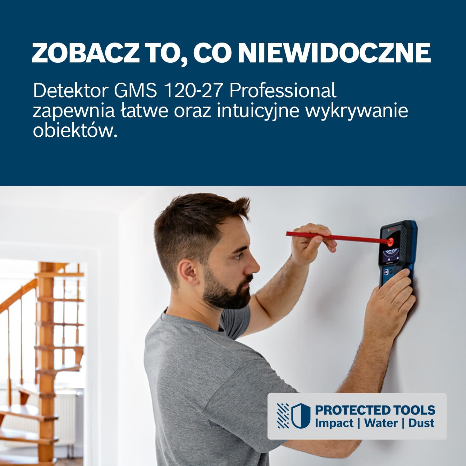 Bosch Professional: detektor GMS 120-27(przewód USB-C, maks. głębokość detekcji metali nie - Analyse des détails et conception