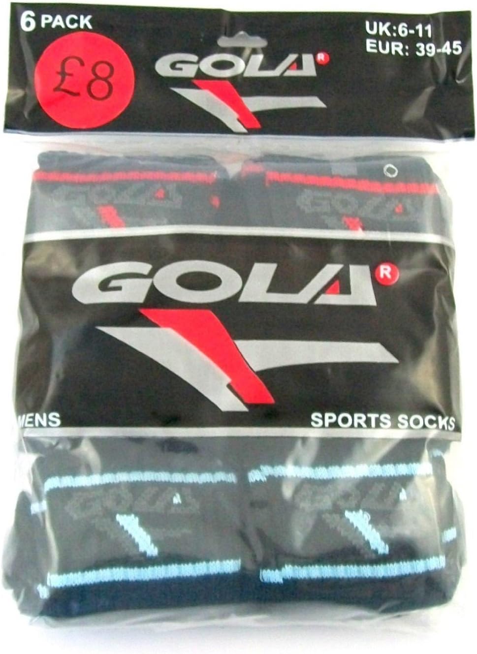 gola mens socks black size 6-10 pack of 6 sports socks