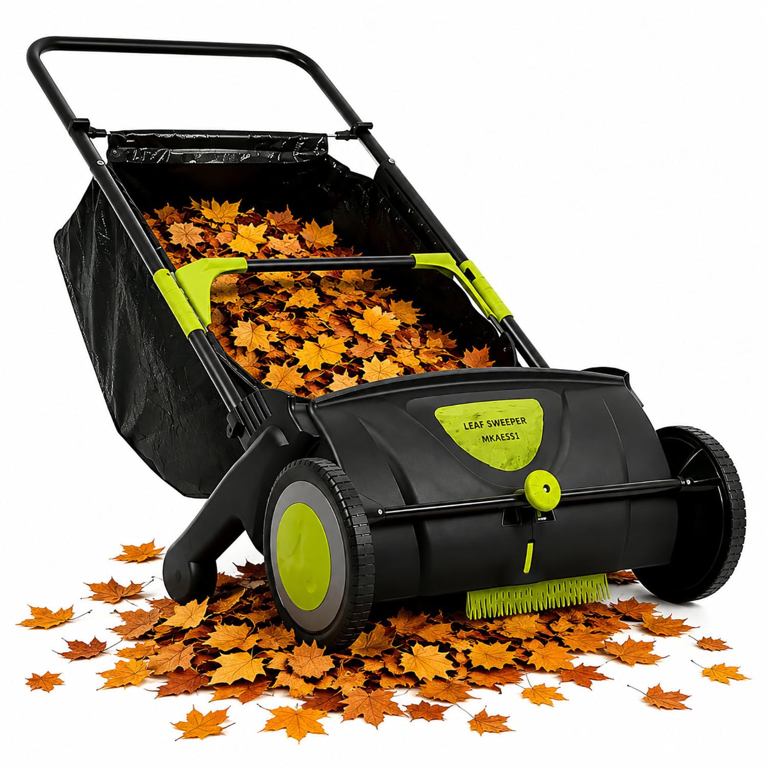 Barredora de césped Manual para la Limpieza de otoño del jardín:Bolsa Grande de 100 litros y Cepillo de Altura Ajustable, recolector de Hojas Manual para césped,entradas de vehículos y Patios