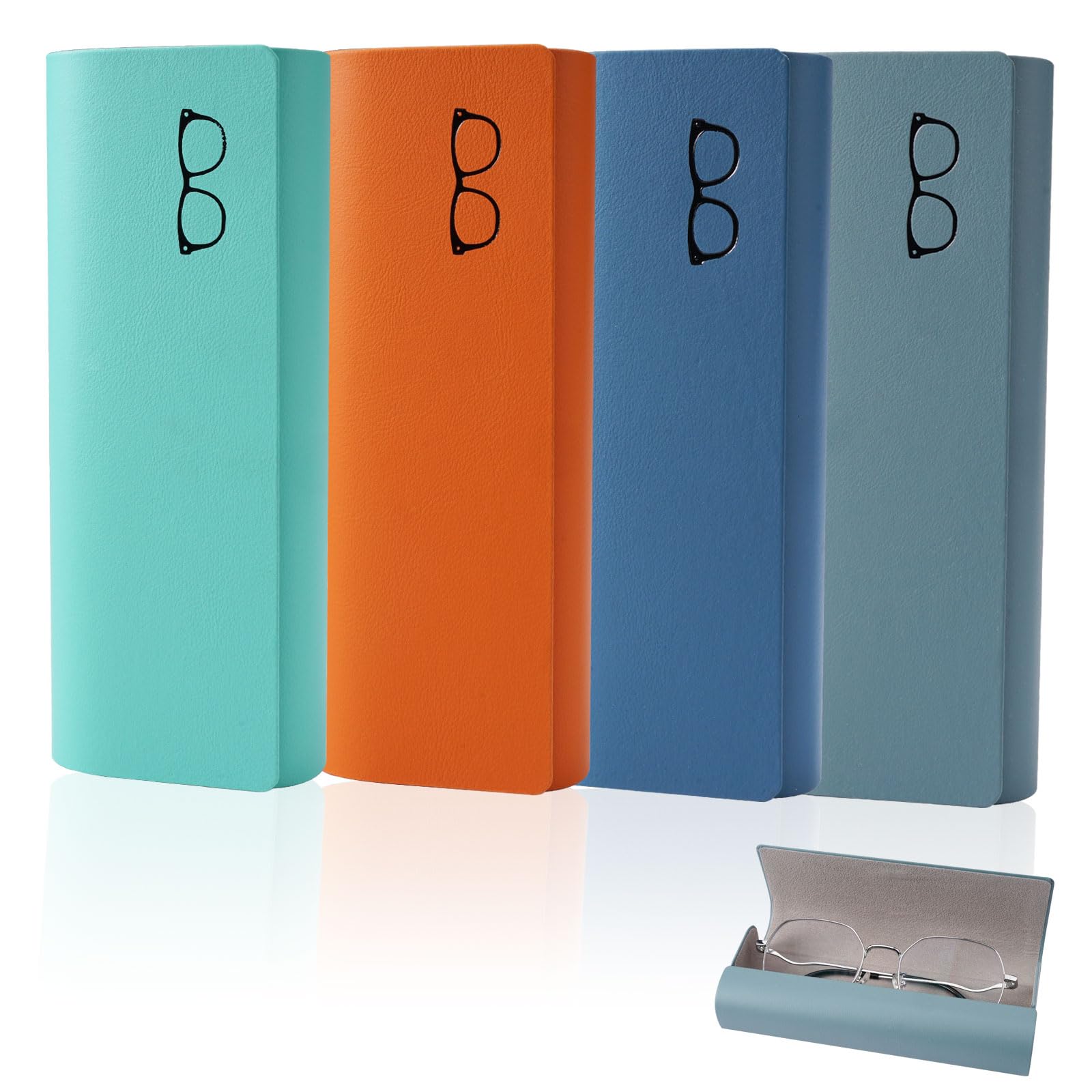 Set 4 Custodie Rigide Per Occhiali Con Chiusura Magnetica – Colori Gradienti, Protezione Antiurto, + Panni - 5