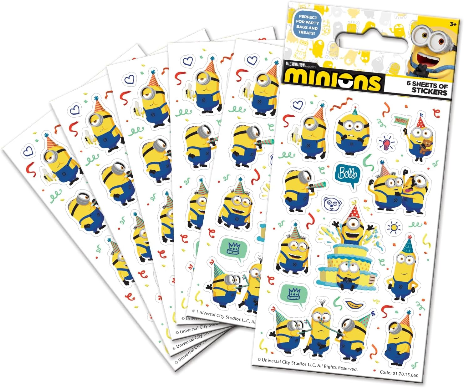 Paper Projects 01.70.15.060 Minions (6 Sheets) | Official Licensed Product | Perfect as Party Bag or Stocking Fillers, 12.5cm x 7.5cm