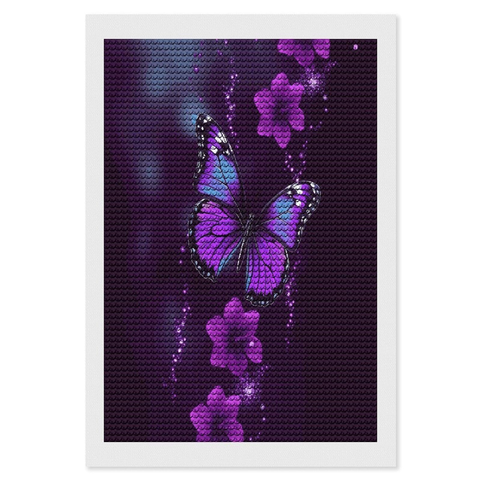 LDGSUPH Purple Butterfly Diamond Painting Kits for Adults Paint with Diamond Pictures Art DIY Full Drill Diamond Dots Painting Personalized Diamond Photo for Home Wall Decor Gift 8"x12"
