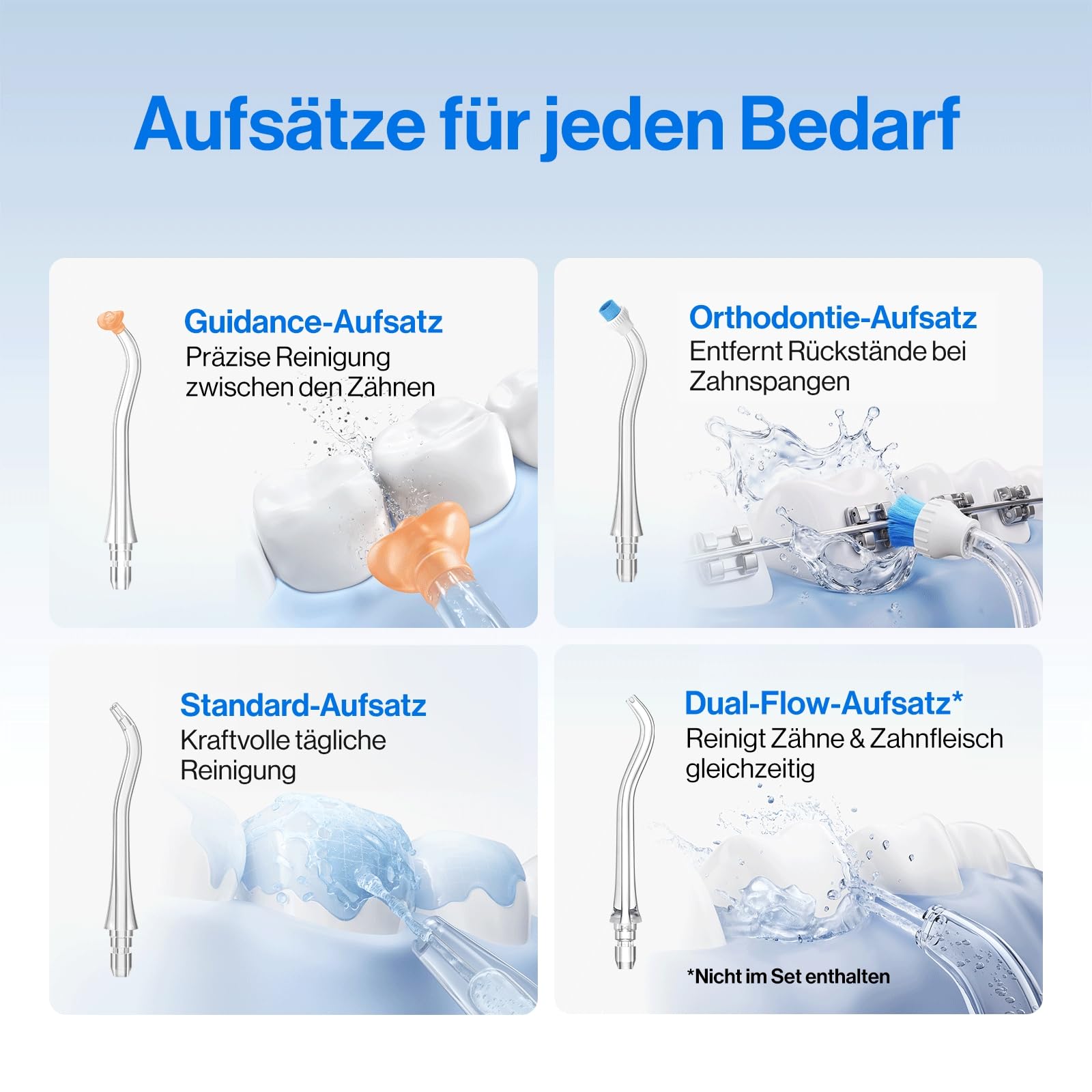 usmile C10 Tragbare Munddusche – 95 Tage Akkulaufzeit, 4 Reinigungsmodi, 180 ml Tank, IPX7 Wasserdicht, Ideal für Reisen, Zahnspangen, Implantate & Empfindliches Zahnfleisch (Blau)