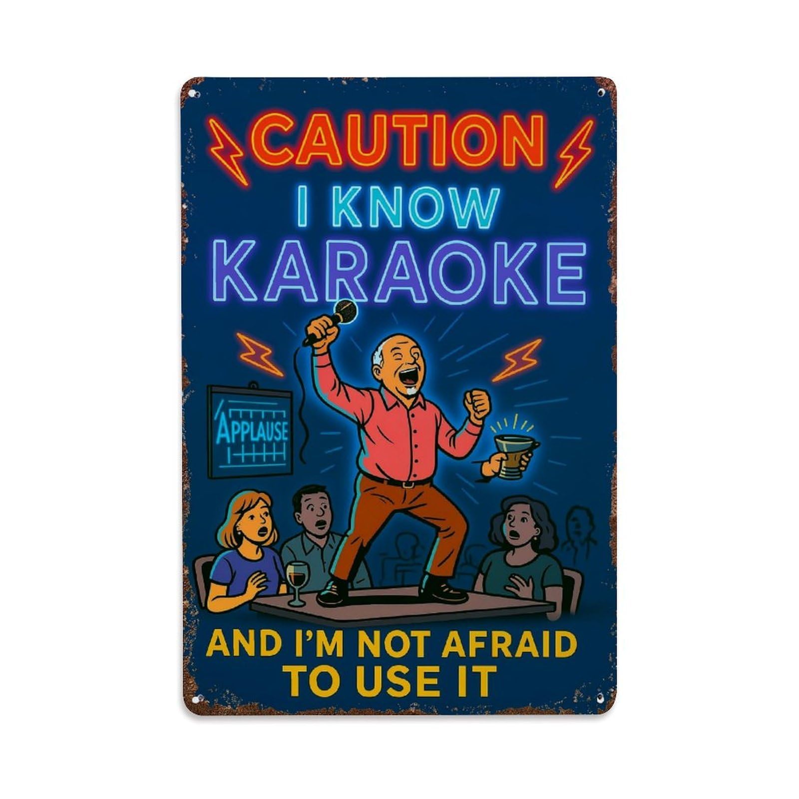 Jdfenggu Vintage Caution I Know Karaoke And Im Not Afraid To Use It Retro Metal Tin Sign, Decor Art Poster For Bar, Home, Man Cave, Kitchen, Laundry Room Gift 8X12inch