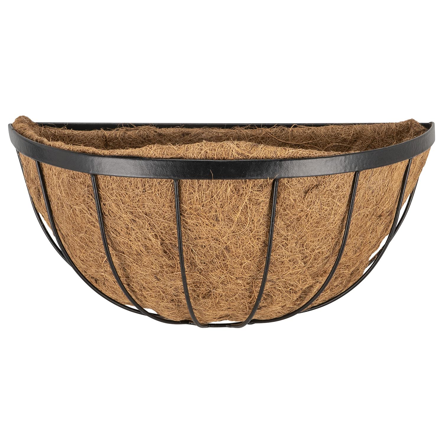 Siam Express Metal Wall Coco Liner Basket Planter Window Sill Boxes Natural Coconut Planter Outdoor Plant Garden Decor (20" Wall Basket)