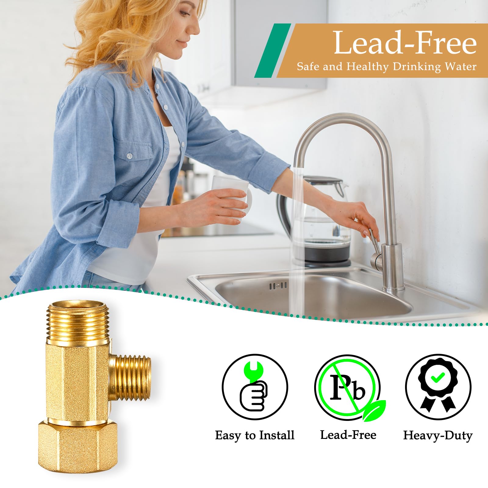 Conector de línea de agua de latón para nevera, divisor de línea de agua para máquina de hielo, disponible para caja de salida de máquina de hielo, grifo de agua potable, sistema de filtración de agua