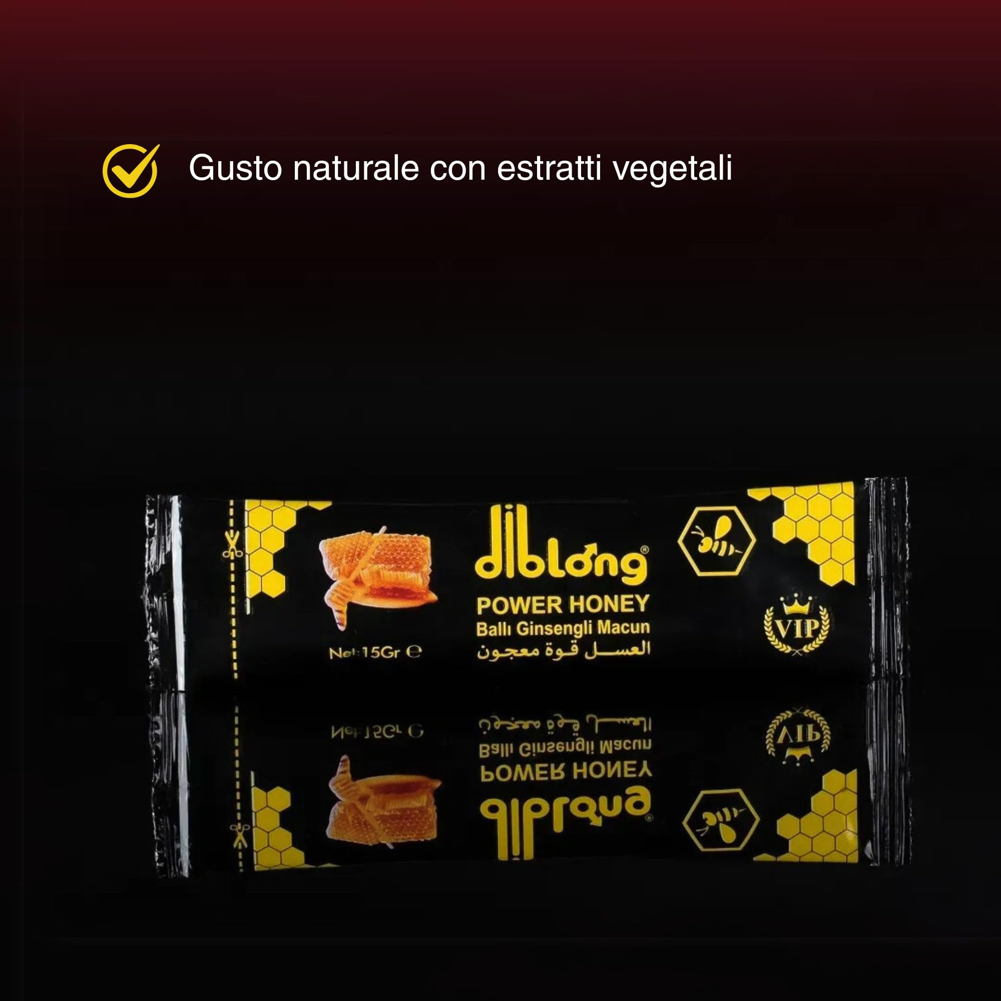 Diblong Miele con Erbe Naturali – Confezione da 12 Bustine da 15g – Miele con Ginseng, Maca e Pappa Reale – Prodotto in Turchia