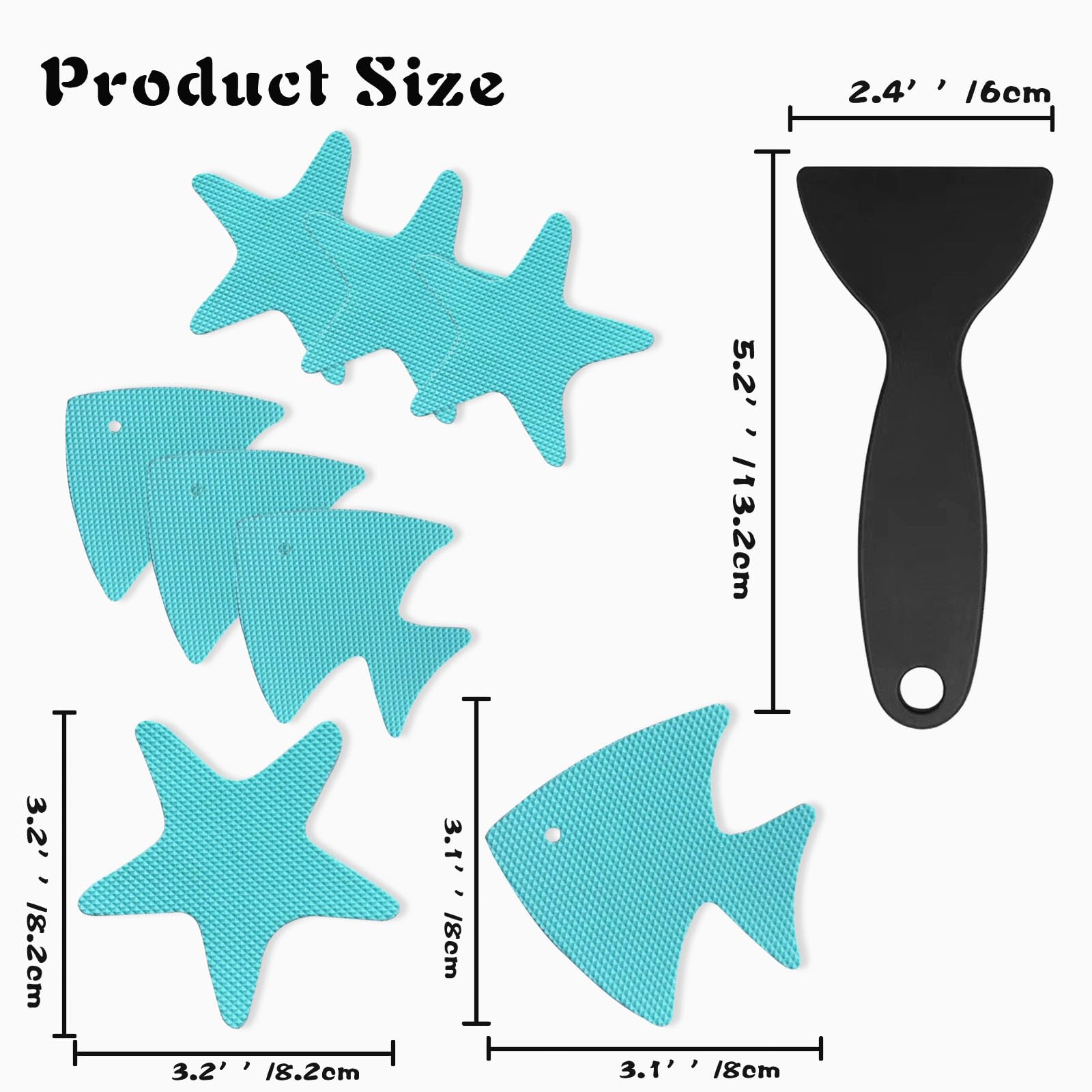 24Pcs Non Slip Bathtub Stickers,Shower Floor Non Slip Stickers,Bathtub Non Slip Stickers with Premium Scraper,Anti Slip Shower Stickers are Suitable for Bathtub,Bathroom,Floor and Stairs (Blue)