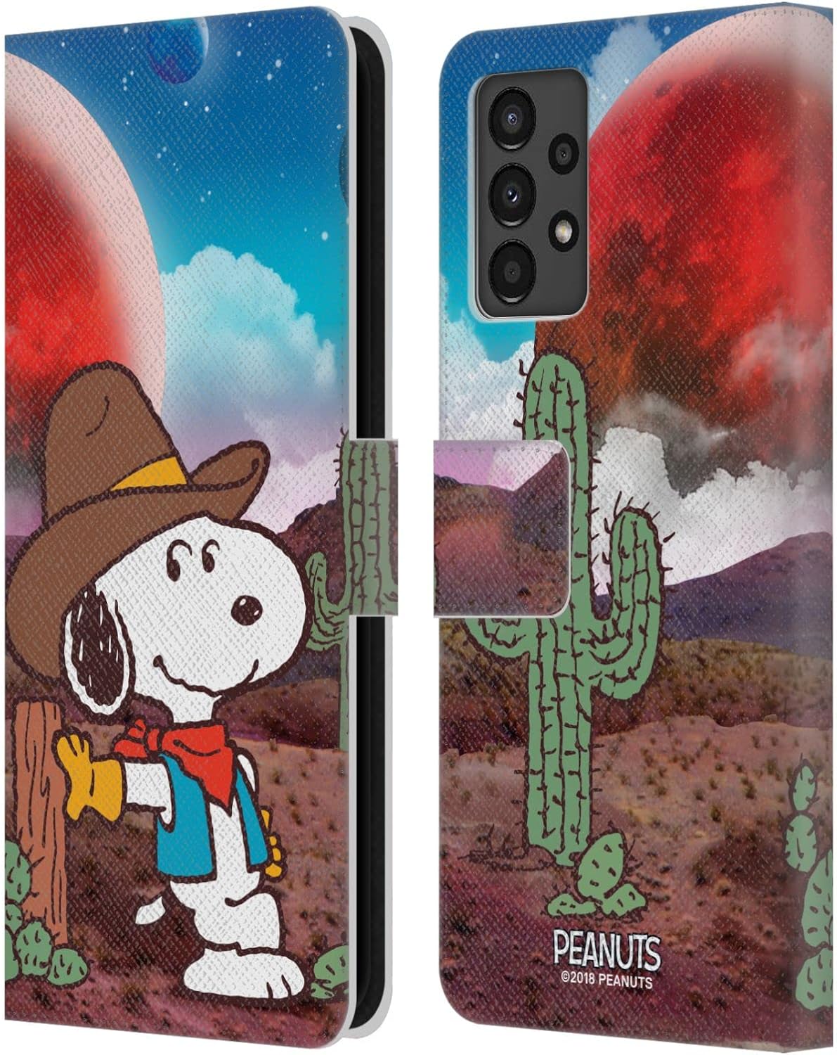 Head Case Designs Officially Licensed Peanuts Nebula Ranger Snoopy Space Cowboy Leather Wallet Case Compatible with Samsung Galaxy A13 (2022)