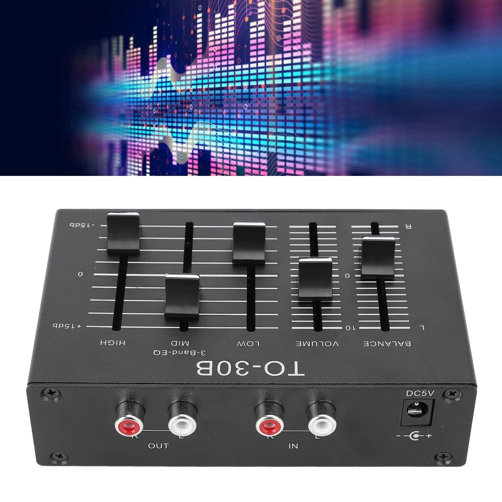 Égaliseur EQ, 3 Bandes Stéréo Haut Moyen Bas avec Contrôle du Volume HIFI, Préampli Sonore pour Électronique Haut-parleurs Amplis Casque Musique Domestique Professionnel