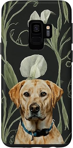 Miniatura 1 de Galaxy S9 Labrador Retriever White Green Sweet Pea Vintage Flower Case