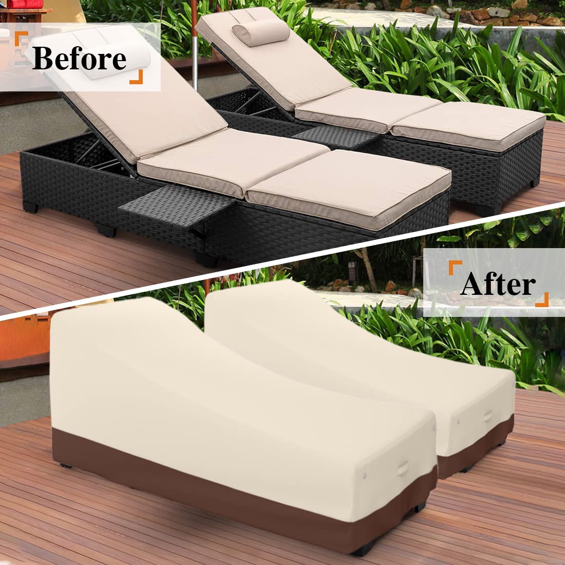 Chaise Lounge Large Sun Lounger Covers Furniture Covers Double - Main Image